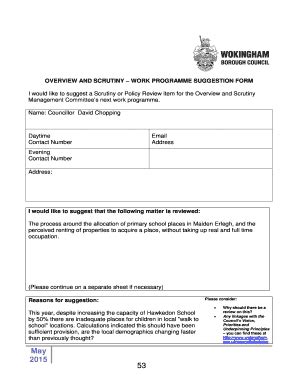 Fillable Online Wokingham Moderngov Co OVERVIEW AND SCRUTINY WORK