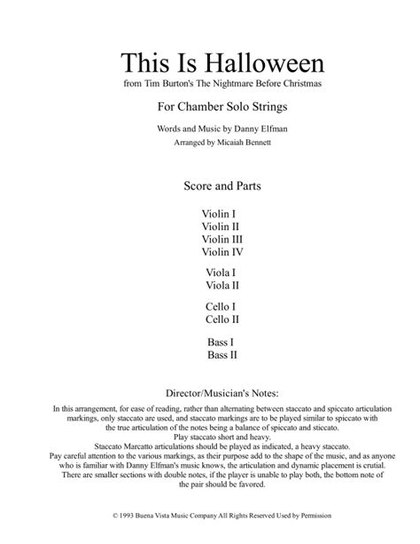 This Is Halloween Arr Micaiah Bennett By Danny Elfman Sheet Music