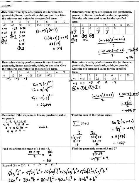 Sequences And Series Worksheet