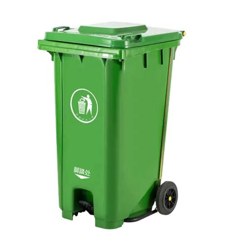 240l Outdoor Recycled Foot Pedal Plastic Dustbin Green Garbage Bin