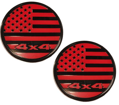 Muzzys Set Of Two 4x4 Metal 3D American Flag Emblems 2 4 Black And