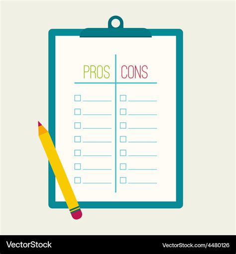 Pros and cons list Royalty Free Vector Image - VectorStock