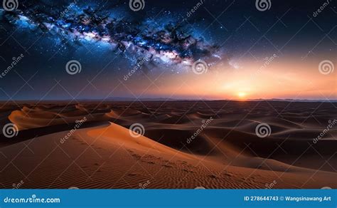 Amazing Milky Way Over the Sand Dunes AI Generated Image Stock ...