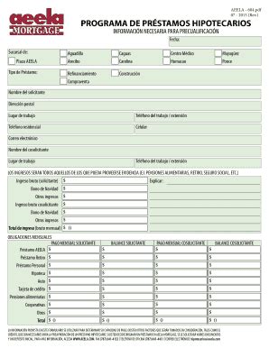 Completable En L Nea Programa De Prstamos Hipotecarios Informacin