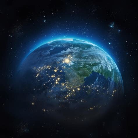 Premium Photo Nightly Planet Earth In Dark Outer Space