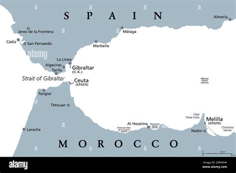 Straits of gibraltar map Stock Vector Images - Alamy