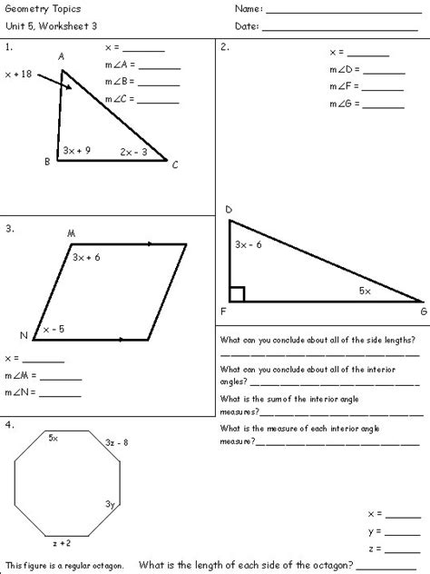 Geometry Topics Name Unit 5 Worksheet 3 Date