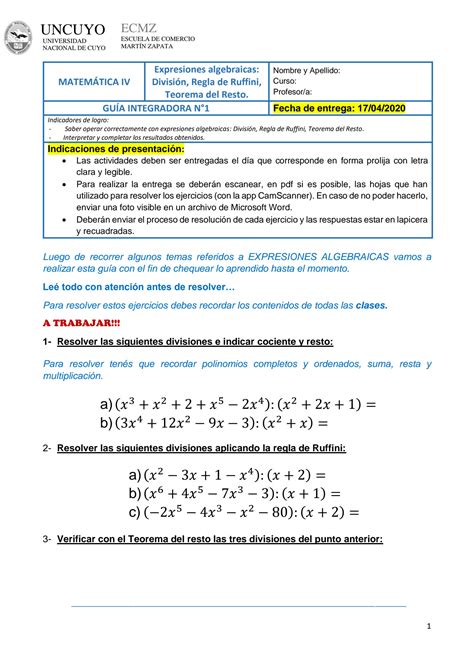 Solution Guia N Expresiones Algebraicas Completo Studypool