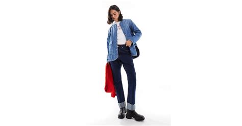 Asos Denim Quilted Jacket In Blue Lyst