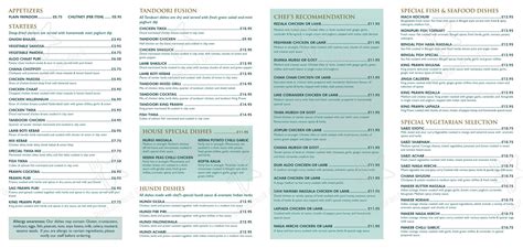 Menu At Taste Of India Restaurant Portree