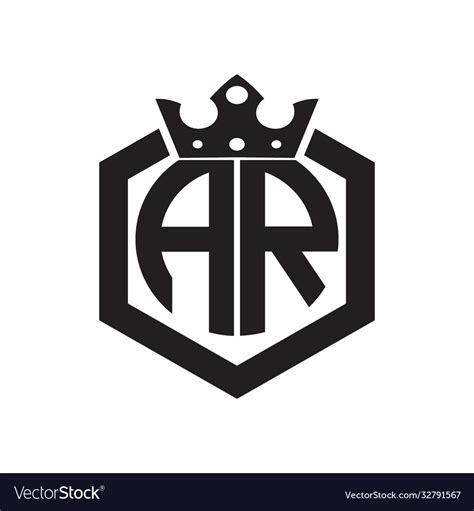 Ar Logo Monogram Rounded Hexagon Shape Royalty Free Vector