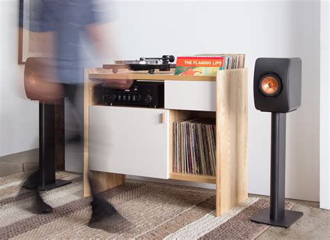 Unison Vinyl Record Storage Stand In Natural Walnut For Sale At