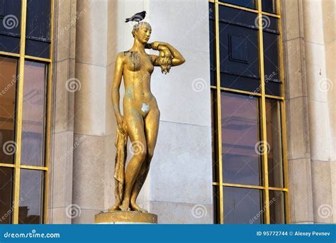 Gilded Statue Of A Naked Woman Paris France Stock Photo Image Of