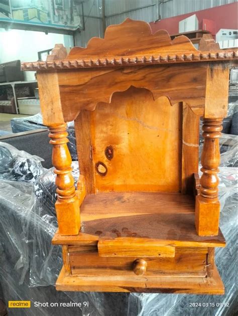 Natural Polish Hand Carved Teak Wood Temple For Worship Size 12x30