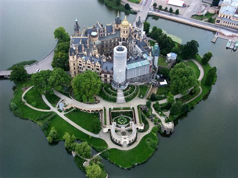 Skyview Of The Schwerin Castle In Germany