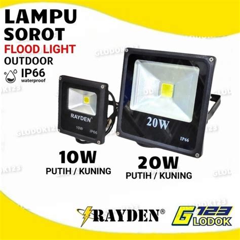 Jual Lampu Sorot Flood Light LED 10 20 Watt 10W 20W Putih Kuning