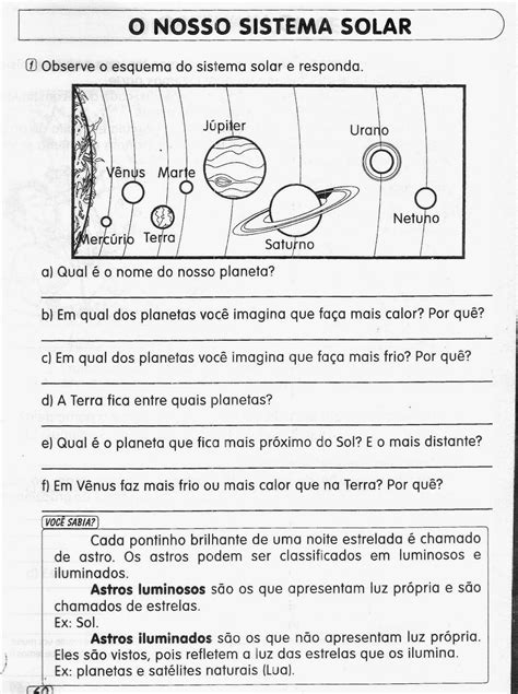 Atividade Sobre O Sistema Solar Ideias E Modelos Em PDF