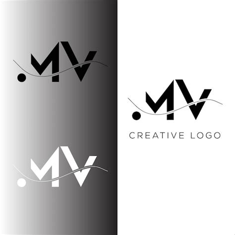 Diseño de logotipo de letra inicial mv Vector Premium