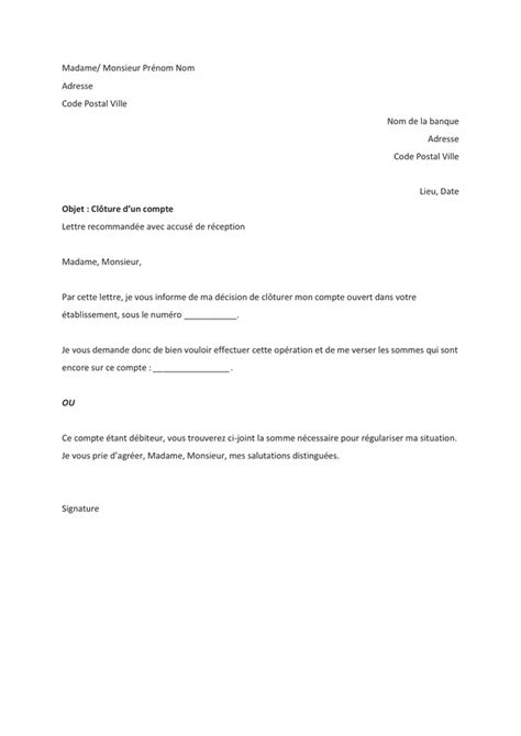 Lettre De Cl Ture De Compte Bancaire Doc Pdf Page Sur