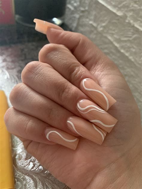 Pin By Kayla Benoit On Aycrlic Nails In Nude Nail Designs Line Nail Designs Beige Nails