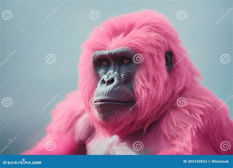 Pink Gorilla: Realistic Hyper-detailed Painting On Orange Background Royalty-Free Illustration ...