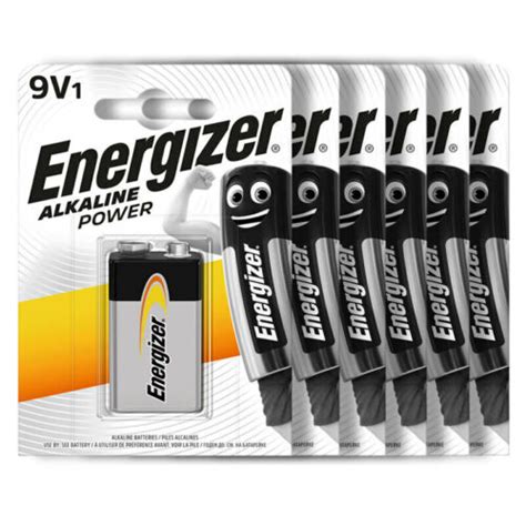 6 X Energizer Alkaline Power 9v Batteries 6lr61 Block Pp3 6lp3146 Mn1604 Ebay