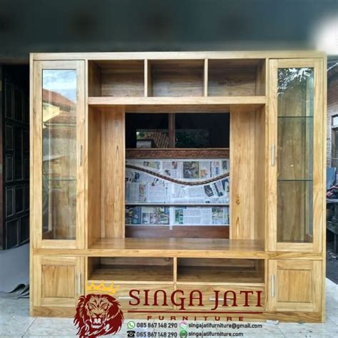 Lemari Tv Jati Terbaru Model Minimalis Singa Jati Furniture Jepara