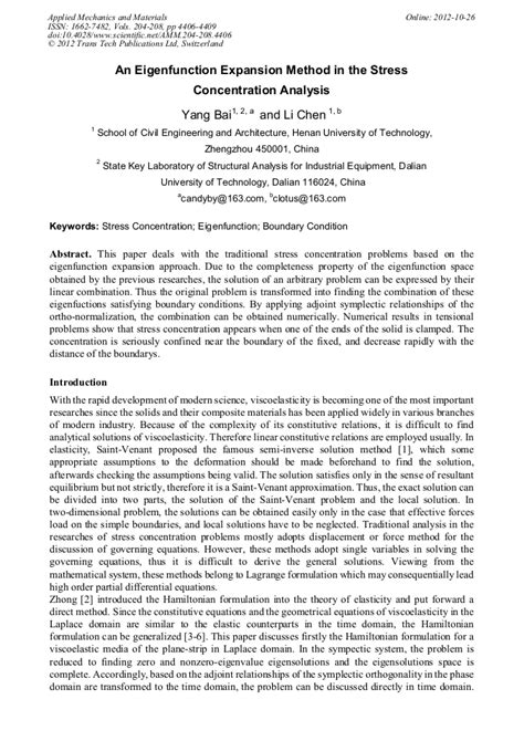 An Eigenfunction Expansion Method In The Stress Concentration Analysis