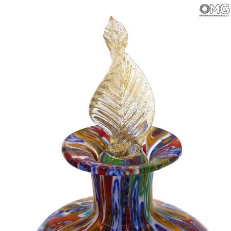 Flacon De Parfum Millefiori Et Feuille D Or Verre De Murano