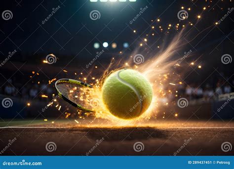 Tennis Ball In Fire AI Generated Image Stock Illustration