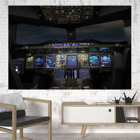 Airbus A380 Cockpit Printed Canvas Posters 1 Piece Aviation Shop