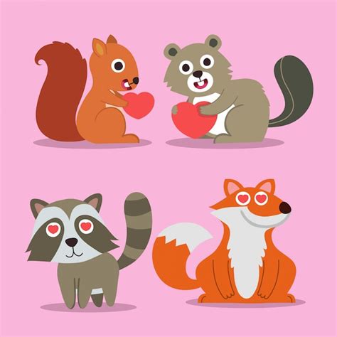 Premium Vector Animals Cartoon Icons With Squirrelfox And Raccoons