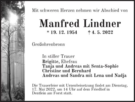 Traueranzeigen Von Manfred Lindner Trauer Flz De