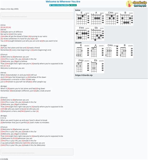 Chord: Welcome to Wherever You Are - tab, song lyric, sheet, guitar ...