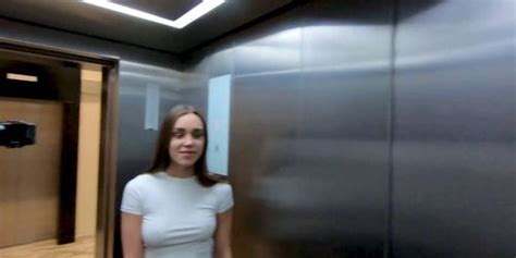 Risky Sex In The Public Elevator Hard Sex Blowjob And Facial Twice