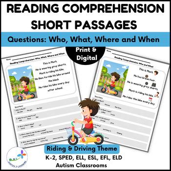 Reading Comprehension Passages With Wh Questions Differentiated