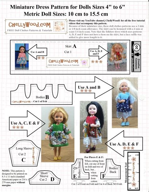 Free Printable Pdf Patterns For Tiny Miniature Dolls Dress