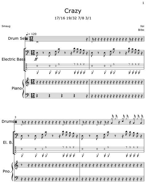 Crazy Sheet Music For Drum Set Electric Bass Piano