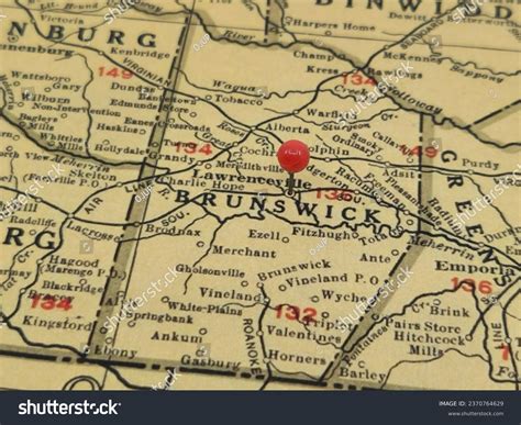 Brunswick County Virginia Vintage Map Marked Stock Photo 2370764629