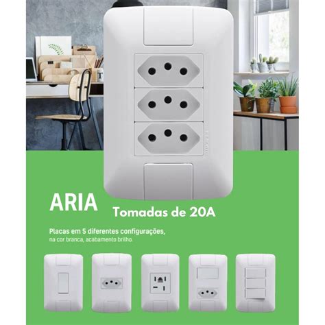 Conjunto Tomada Tripla Embutir A P T Aria Tramontina Shopee Brasil