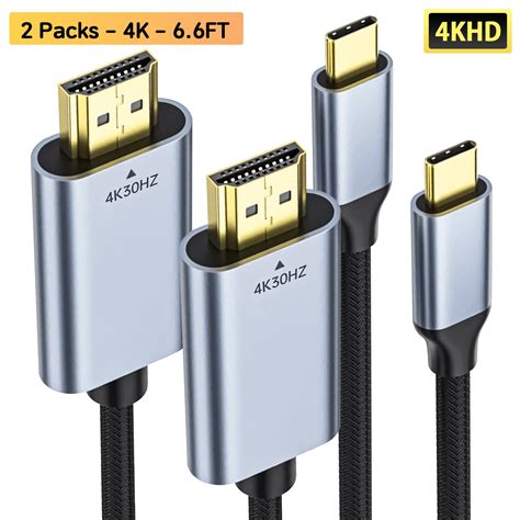 USB C to HDMI -compatible Adapter 6.6Ft 2 Pack, 4K USB Type-C to HDMI ...