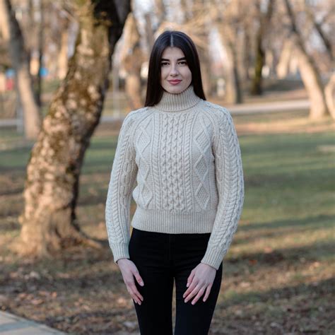 Cable Knit Turtle Neck Sweater Aran Sweaters Direct