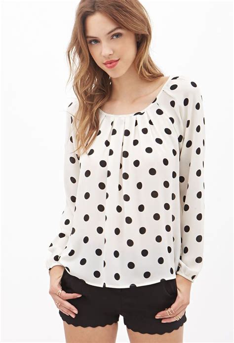 Polka Dot Bow Blouse Polka Dot Chiffon Blouse Polka Dot Blouse Clothes