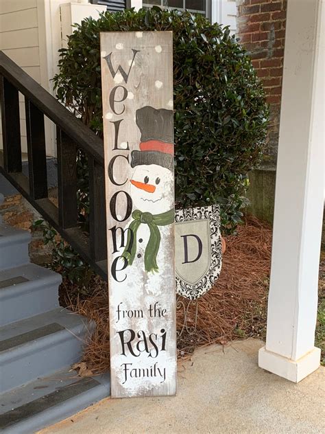 Snowman Porch Signpersonalized Signhand Painted Signporch Etsy