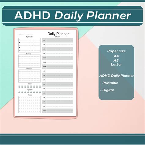 Free Printable Adhd Daily Planner Template