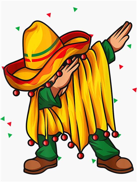 Cinco De Mayo Dabbing Poncho Sombrero Mexican Dab Sticker By Kristenkollar Redbubble