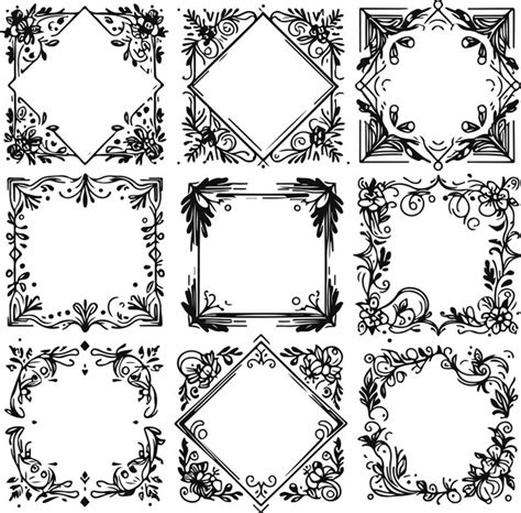 Vintage Style Frames For Decoration And Design On Isolated White