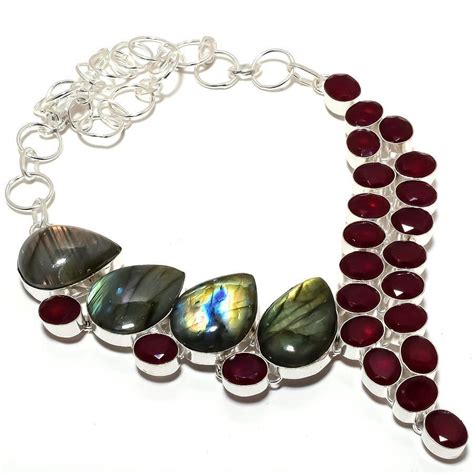 Labradorite Ruby Gemstone Handmade 925 Sterling Silver Jewelry