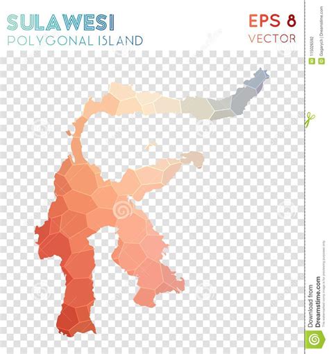 Mapa Poligonal De Sulawesi Isla Del Estilo Del Mosaico Ilustraci N Del