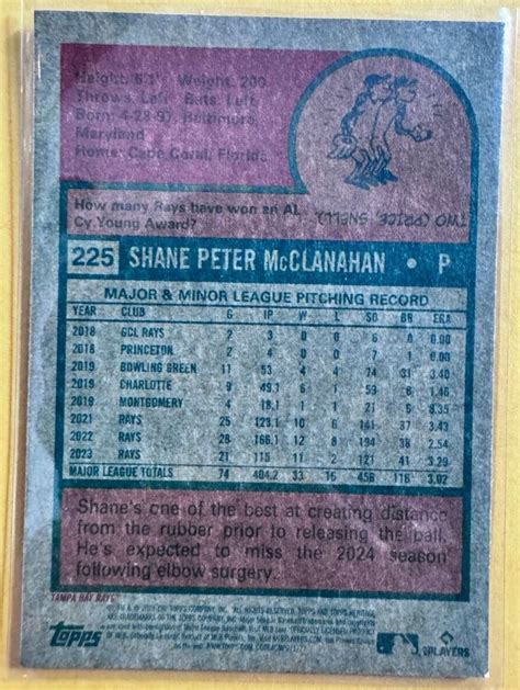 2024 Topps Heritage Blue Sparkle Refractor 225 Shane McClanahan Rays